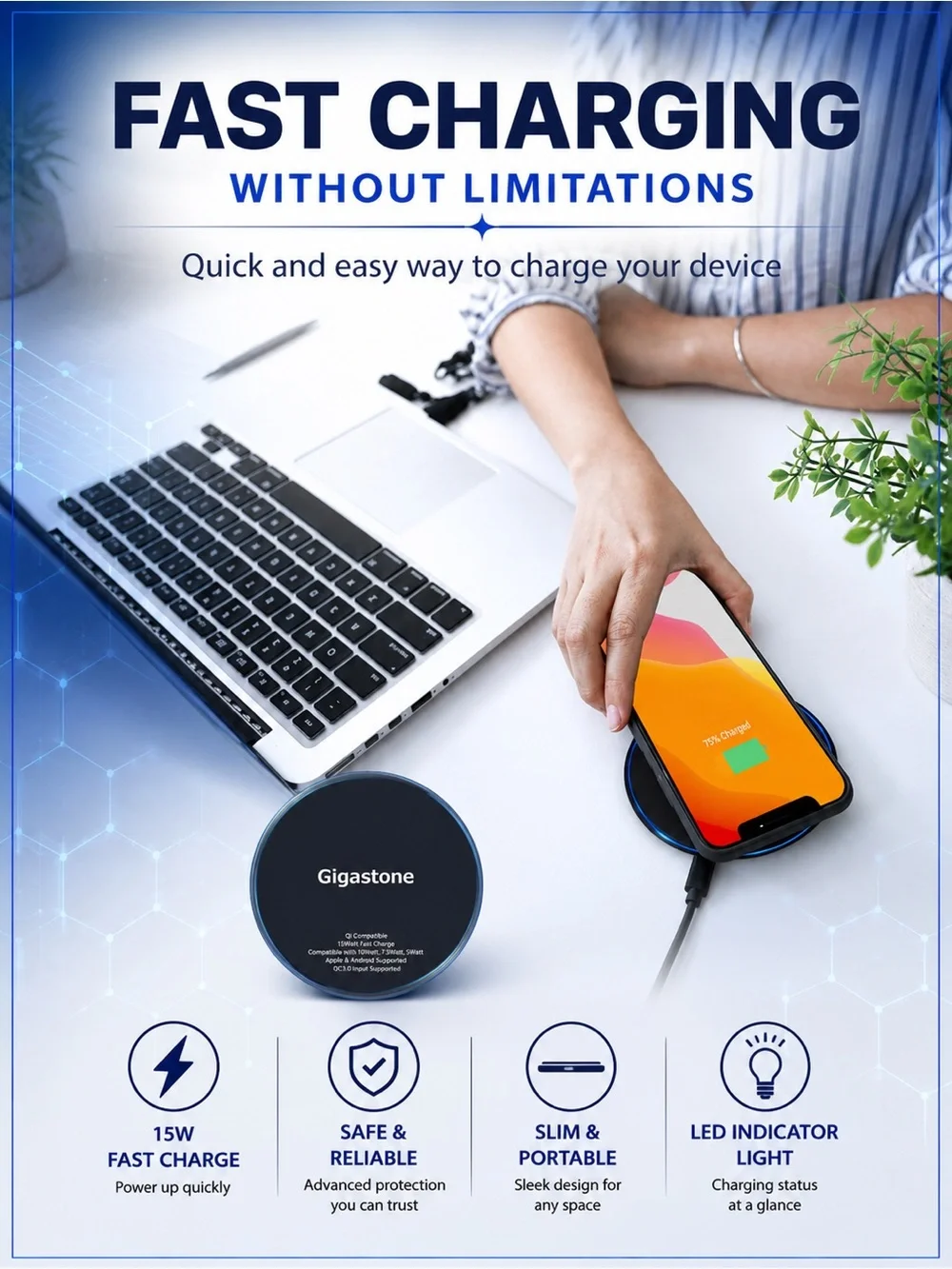Gigastone Fast Charge Black Wireless Charger